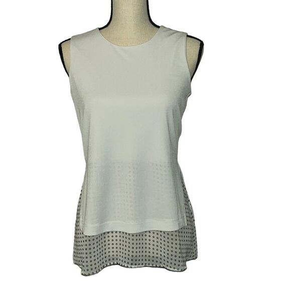 Alfani Geo Print Hem Sleeveless Blouse - Picture 1 of 9